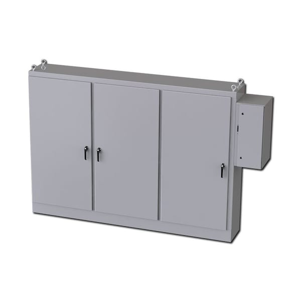 3 Point Latch with Padlock Handle Electrical Enclosures, 84 in H, 18 in D, 117-1/2 in W
